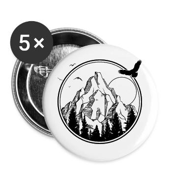 Mitternachtsvogel-Silhouette - Buttons groß 56 mm (5er Pack) - Weiß - Vorne