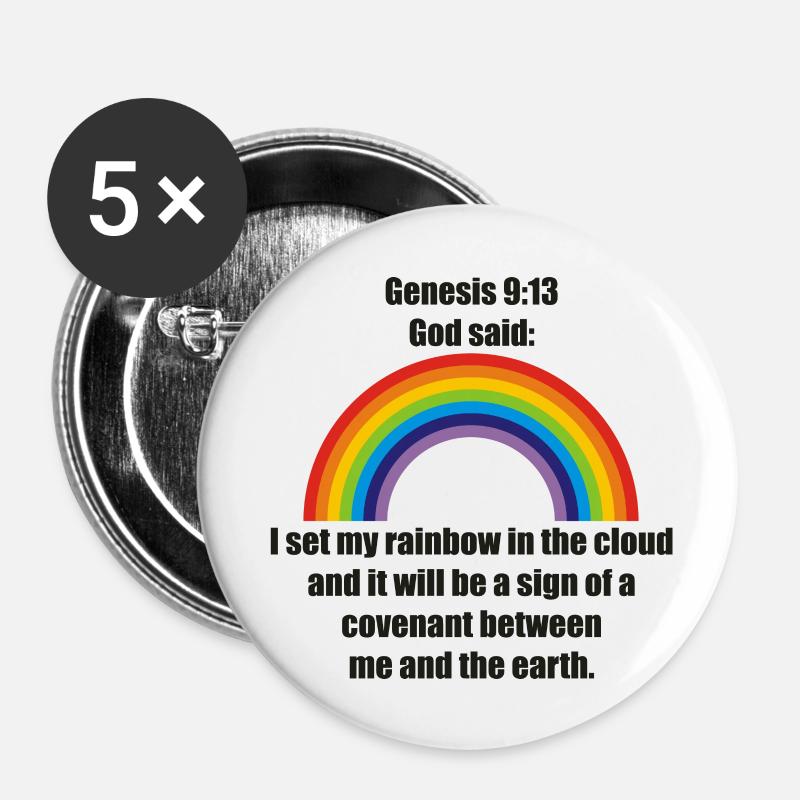 God's Rainbow - Buttons large 2.2''/56 mm (5-pack) - white