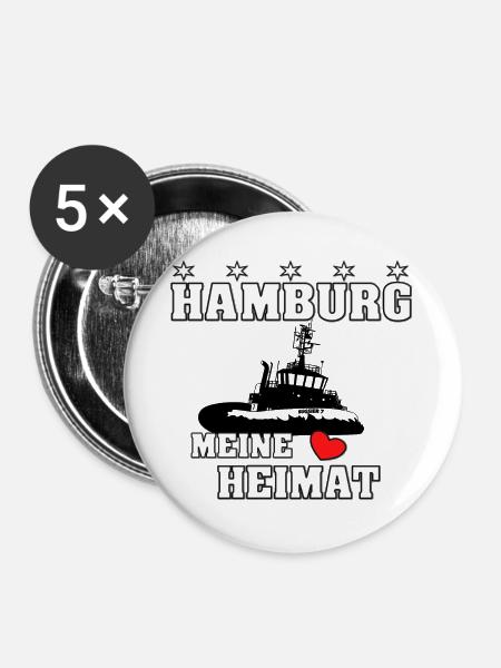 Hamburger Heimat 2 - Buttons groß 56 mm (5er Pack) - Weiß
