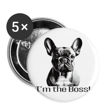 Dogge - Buttons groß 56 mm (5er Pack) - Weiß - Vorne