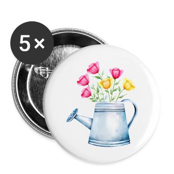 Blume Hobbygärtner Gärtner Geschenk Blumen Garten - Buttons groß 56 mm (5er Pack) - Weiß - Vorne