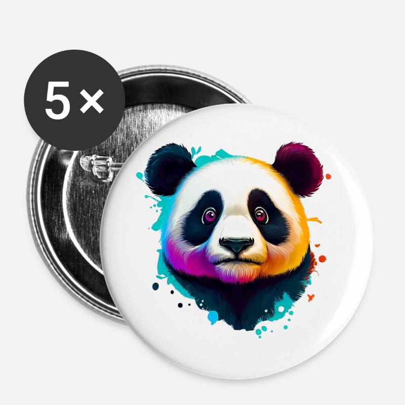 Panda - Buttons groß 56 mm (5er Pack) - Weiß