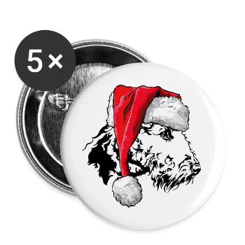 Santa Airedale Terrier Christmas Dogs Wilsigns - Buttons large 2.2''/56 mm (5-pack) - white - Front