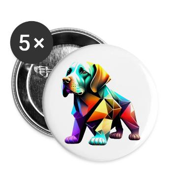Labrador propriétaire chiot Labrador Retriever - Lot de 5 grands badges (56 mm) - blanc - Devant