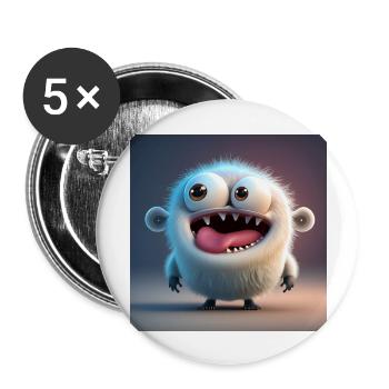 Happy Halloween cute monster tongue out scary fun - Buttons large 2.2''/56 mm (5-pack) - white - Front