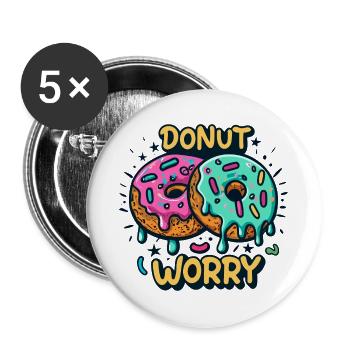 Donut worry - Buttons groß 56 mm (5er Pack) - Weiß - Vorne