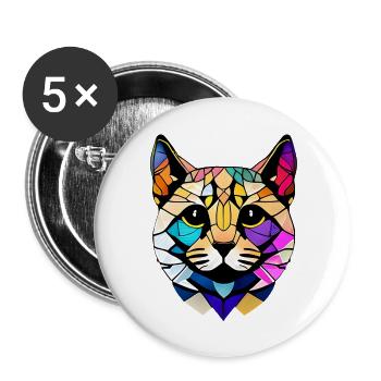 Propriétaire de chat Chat Chat domestique Chaton - Lot de 5 grands badges (56 mm) - blanc - Devant