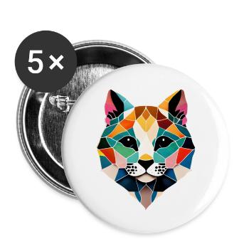 Chat Domestique Chaton Chaton Propriétaire - Lot de 5 grands badges (56 mm) - blanc - Devant