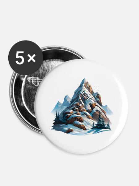 Auf dem Gipfelgrat - Buttons groß 56 mm (5er Pack) - Weiß