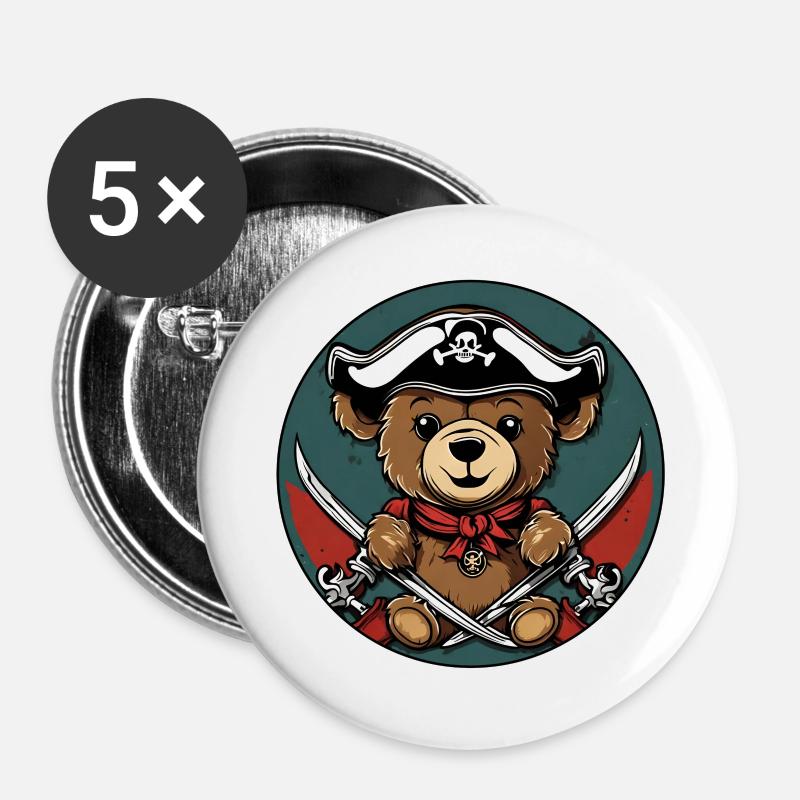 Teddy Bear / Cuddly Toy / Stuffed Animal / Gift Idea - Buttons large 2.2''/56 mm (5-pack) - white