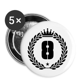 8 Couronne - Lot de 5 grands badges (56 mm) - blanc - Devant