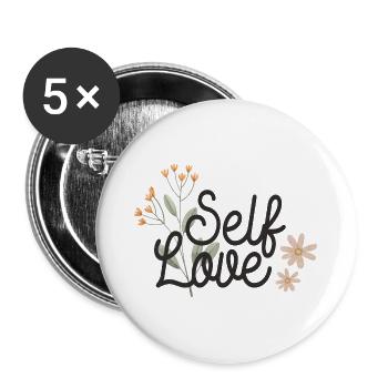 Self Love - Buttons large 2.2''/56 mm (5-pack) - white - Front
