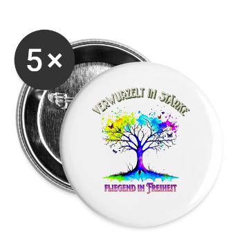 Verwurzelte Stärke Freiheit der Flügel - Buttons groß 56 mm (5er Pack) - Weiß - Vorne