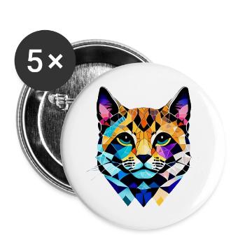 Hauskatze Katze Kätzchen Katzenbesitzer Haustier - Buttons groß 56 mm (5er Pack) - Weiß - Vorne