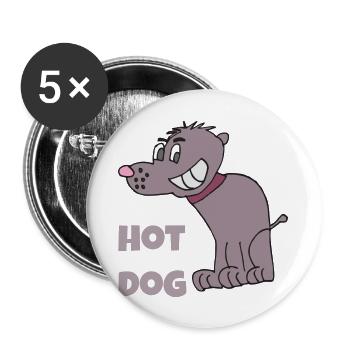 hot-dog - Lot de 5 grands badges (56 mm) - blanc - Devant