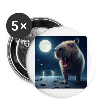 Zombie Capybara - Buttons groß 56 mm (5er Pack) - Weiß - Vorne