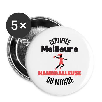 certifiée meilleure handballeuse - Lot de 5 grands badges (56 mm) - blanc - Devant