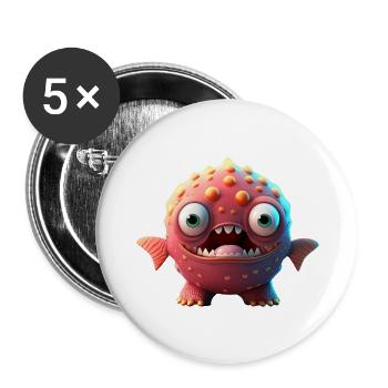 Happy Halloween niedliche Seeungeheuer-Zunge gruselig - Buttons groß 56 mm (5er Pack) - Weiß - Vorne
