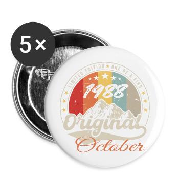Octobre 1988 Cadeau Anniversaire - Octobre 1988 - Lot de 5 grands badges (56 mm) - blanc - Devant