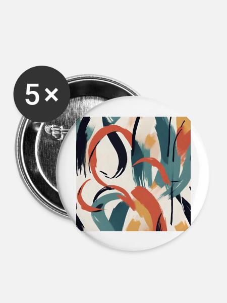 Modernes Pinselstrichdesign - Buttons groß 56 mm (5er Pack) - Weiß