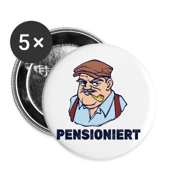 Abschied Senior Ruhestand Lebensabend Rente Spruch - Buttons groß 56 mm (5er Pack) - Weiß - Vorne