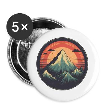 Stilisiertes Bergpanorama mit Sonnenuntergang - Buttons groß 56 mm (5er Pack) - Weiß - Vorne