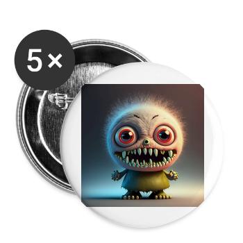 Joyeux Halloween mignon monstre langue de plaisir effrayant - Lot de 5 grands badges (56 mm) - blanc - Devant