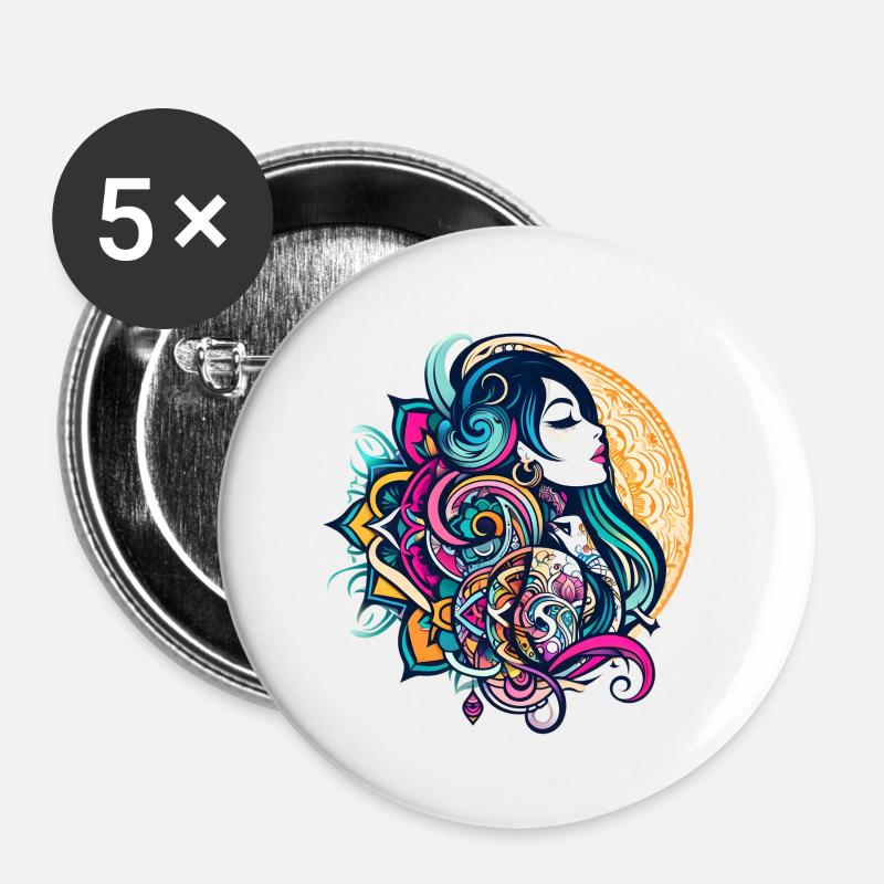 Tattoo Premium Design - Buttons large 2.2''/56 mm (5-pack) - white