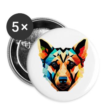 Chien Chiot Berger Allemand Propriétaire de Chien - Lot de 5 grands badges (56 mm) - blanc - Devant