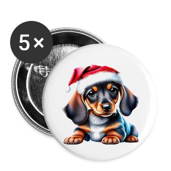 Dachshund Christmas X-Mas Dog Dachshund Puppy - Buttons large 2.2''/56 mm (5-pack) - white - Front