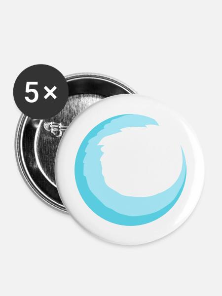 Surfer Surfbrett Runde Blaue Kreis Welle Surfen - Buttons groß 56 mm (5er Pack) - Weiß
