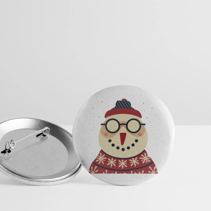 Winter Eulenpullover mit Brille Buttons groß 56 mm (5er Pack)