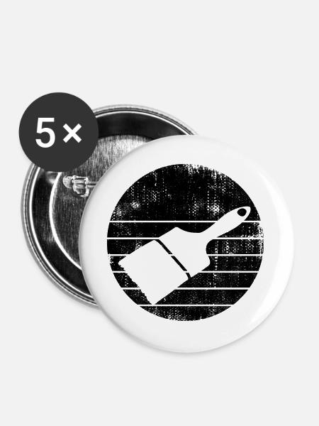 Maler Pinsel - Buttons groß 56 mm (5er Pack) - Weiß