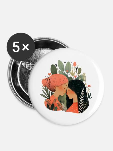 Liebespaar - Buttons groß 56 mm (5er Pack) - Weiß