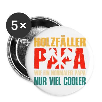 Holzfäller Papa Wie Ein Normaler Papa Nur Cooler - Buttons groß 56 mm (5er Pack) - Weiß - Vorne