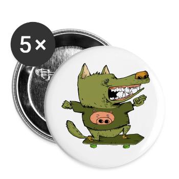 loup garou - Lot de 5 grands badges (56 mm) - blanc - Devant