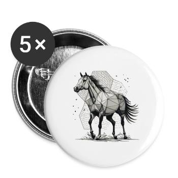 Geo-Pferd - Buttons groß 56 mm (5er Pack) - Weiß - Vorne