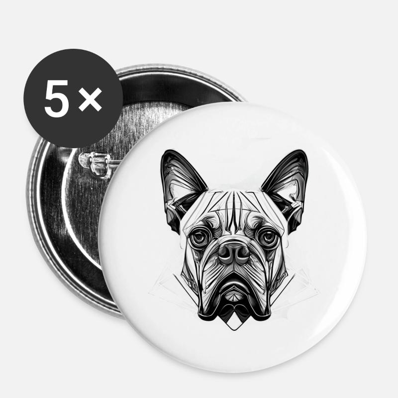 Pug - Buttons large 2.2''/56 mm (5-pack) - white
