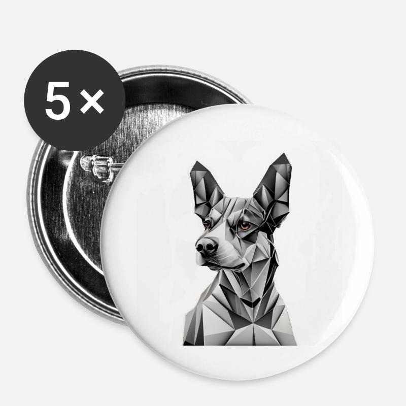 Geo_Hund_2 - Buttons large 2.2''/56 mm (5-pack) - white