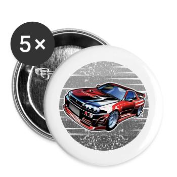 Jdm / Tuning / Turbocompresseur / Jantes / Chiptuning - Lot de 5 grands badges (56 mm) - blanc - Devant