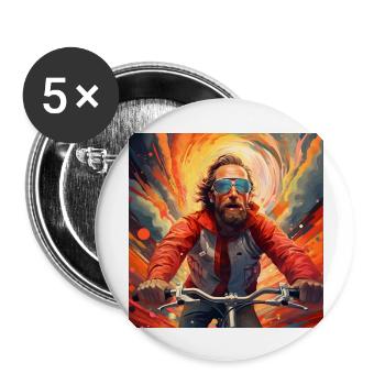 Cool Cyclist - Buttons large 2.2''/56 mm (5-pack) - white - Front