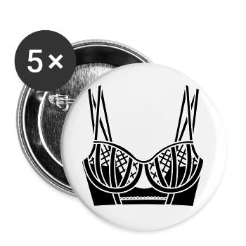 BH-Dessous-Logo für Geschäft oder Verkäufer - Buttons groß 56 mm (5er Pack) - Weiß - Vorne