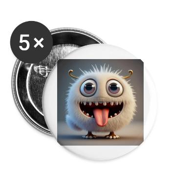 Joyeux Halloween mignon monstre langue de plaisir effrayant - Lot de 5 grands badges (56 mm) - blanc - Devant