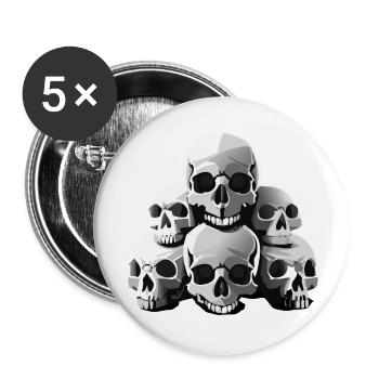 Totenköpfe - Buttons groß 56 mm (5er Pack) - Weiß - Vorne
