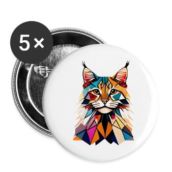 Maine Coon Cat Propriétaire Chaton Chaton - Lot de 5 grands badges (56 mm) - blanc - Devant
