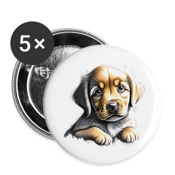 Puppy Dog Owners Golden Retriever Dogs - Buttons large 2.2''/56 mm (5-pack) - white - Front