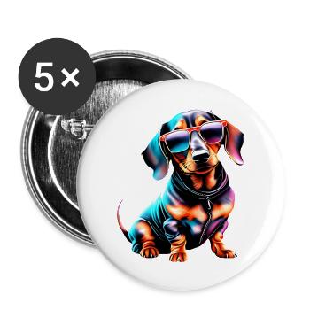 Teckel Chien Teckel Chippy Dogs Propriétaire de chien - Lot de 5 grands badges (56 mm) - blanc - Devant