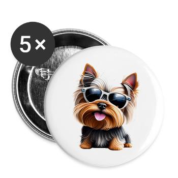 Dog Owner Yorkshire Terrier Puppy Dog - Buttons large 2.2''/56 mm (5-pack) - white - Front