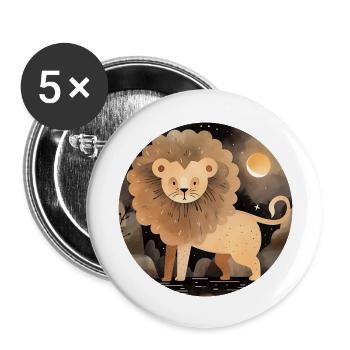 Zodiac sign Leo - Buttons large 2.2''/56 mm (5-pack) - white - Front