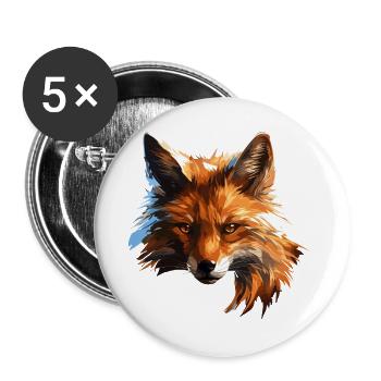 Renard polygonal - Lot de 5 grands badges (56 mm) - blanc - Devant